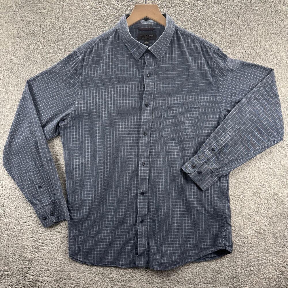 Banana Republic‎ Shirt Men’s Large Lightweight Flannel Button-Up Plaid Casual